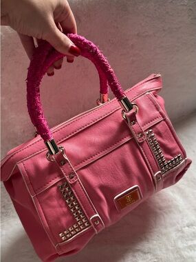 Guess Hot Pink Stud-Accent Satchel